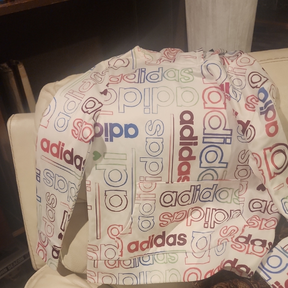 Adidas Kids White Multicolor Logo Sweatshirt